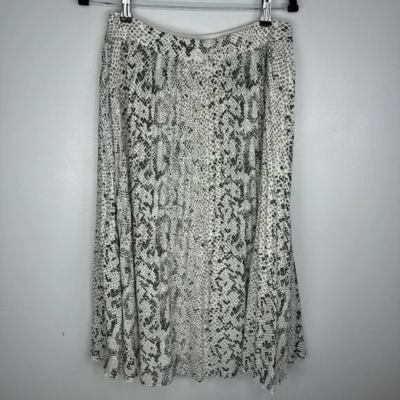 J. Crew Snake Print Pleated Midi Skirt Sz 6 Animal Print Career - Picture 4 of 8